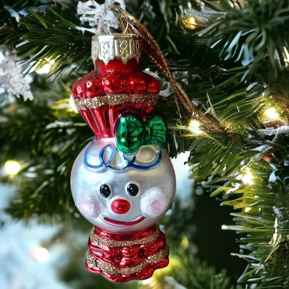 3" Christmas Snowman Candy Wrapper Hand Blown Glass Ornament Thomas Pacconi 2002 - Picture 5 of 9